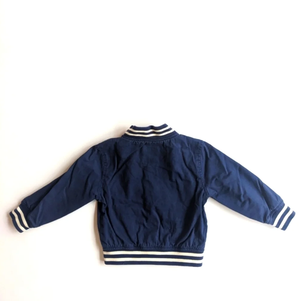 GAP Blue and White Bomber Jacket with Ribbed Trim